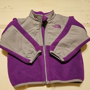 The north face infant baby 18-24 mo full zip jacket purple fleece gray Denali